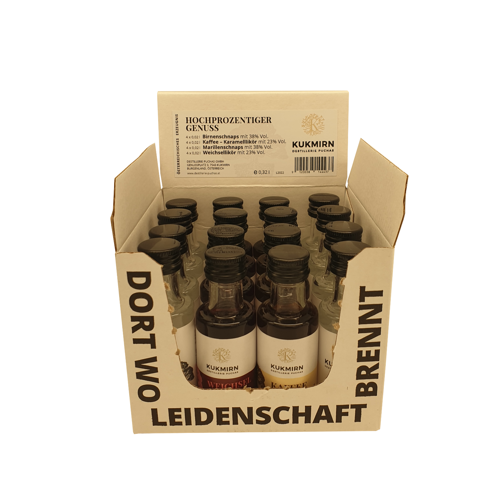 Miniaturbox - 16 Stück gemischt 0,02L - Destillerie Puchas